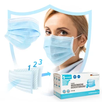 Produktbild Virshields Medizinische Gesichtsmaske 3-lagig Typ IIR blau